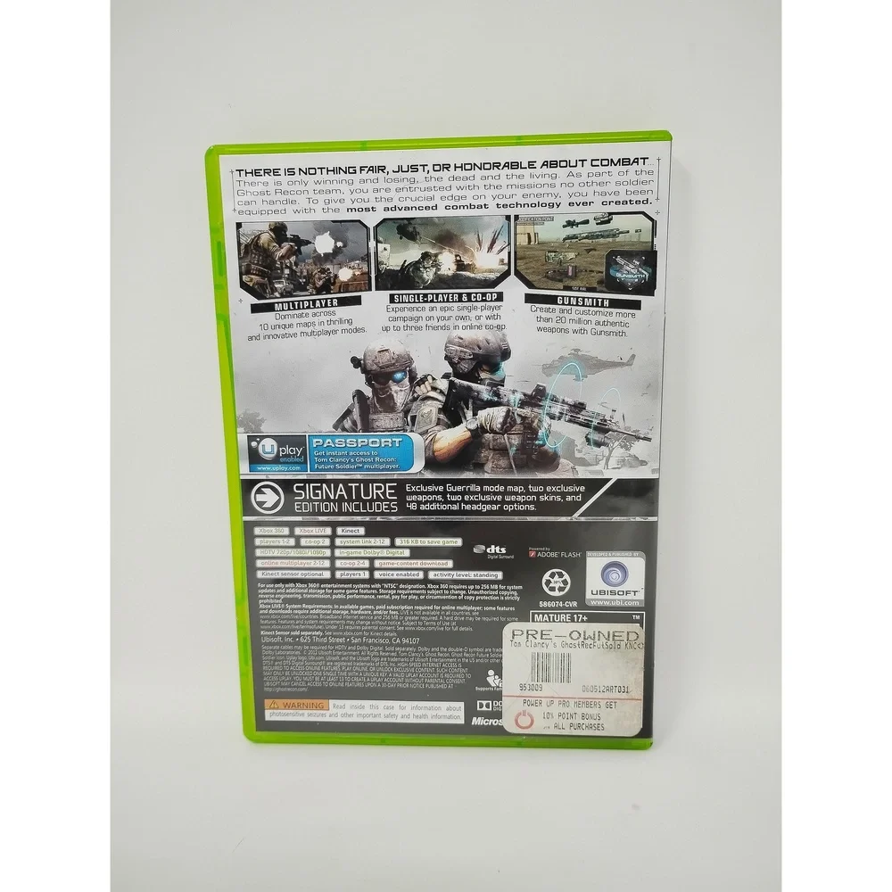Ubisoft Ghost Recon Future Soldier Xbox 360 Tactical Shooter Military Simulation